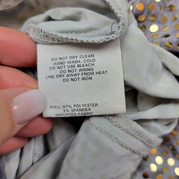 Jessica McClintock Dress Womens 8 Gray Gold Silver Glitter Fairy Y2K Twist Front - Picture 7 of 14